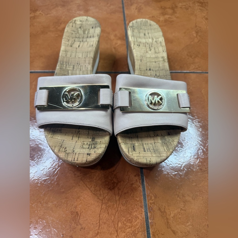 Michael Kors Gold and Pink Sandals with Logo